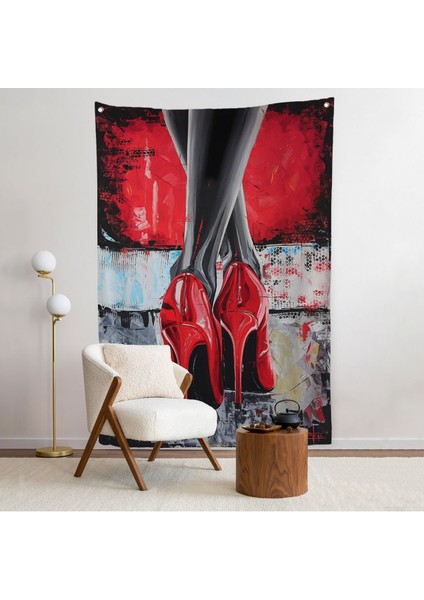 Kırmızı Ayakkabı Kadın Duvar ÖRTÜSÜ-7868