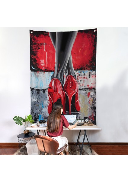Kırmızı Ayakkabı Kadın Duvar ÖRTÜSÜ-7868