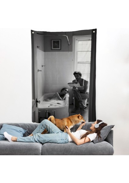 Küvetteki Kadına Kitap Okuyan Adam Duvar ÖRTÜSÜ-7815