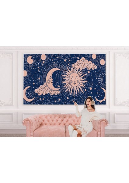 Astroloji Retro Uzay Güneş Ay Bulut Duvar Duvar KAĞIDI-5535 modelleri