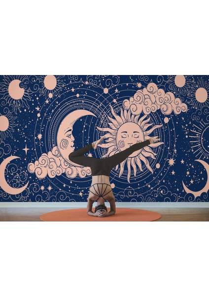Astroloji Retro Uzay Güneş Ay Bulut Duvar Duvar KAĞIDI-5535 fırsatları