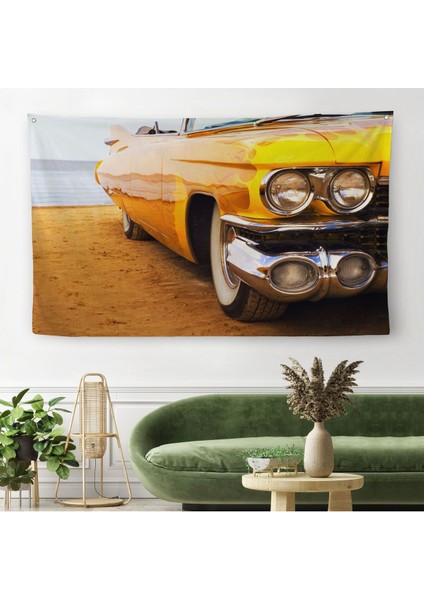 Sarı Klasik Araba Duvar ÖRTÜSÜ-HALISI-6612