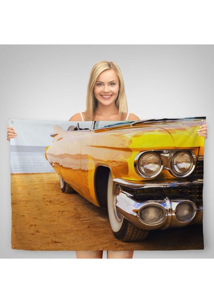 Sarı Klasik Araba Duvar ÖRTÜSÜ-HALISI-6612 fiyatları