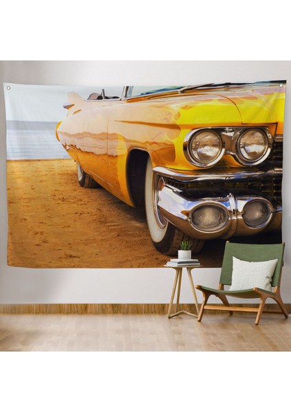 Sarı Klasik Araba Duvar ÖRTÜSÜ-HALISI-6612