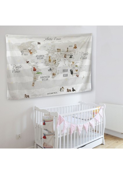 Eğitici Dünya Haritası Dünya Atlası Çocuk ve Bebek Odası Duvar Örtüsü-Halısı 3812 fiyatları