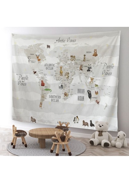 Eğitici Dünya Haritası Dünya Atlası Çocuk ve Bebek Odası Duvar Örtüsü-Halısı 3812 modelleri