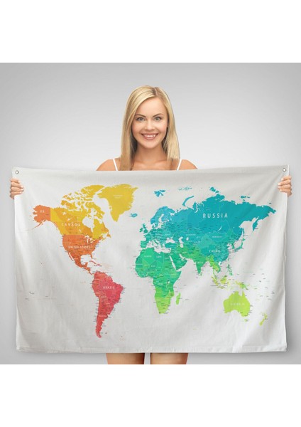 Dünya Haritası Dekoratif Kanvas Duvar Örtüsü-Halısı 1108 fiyatları