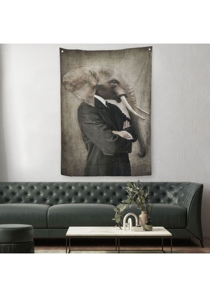 Fil Kafalı Insan Duvar Örtüsü - HALISI-4995