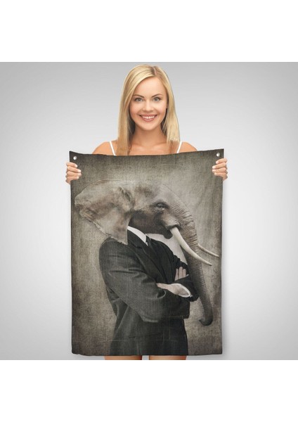 Fil Kafalı Insan Duvar Örtüsü - HALISI-4995 fiyatları