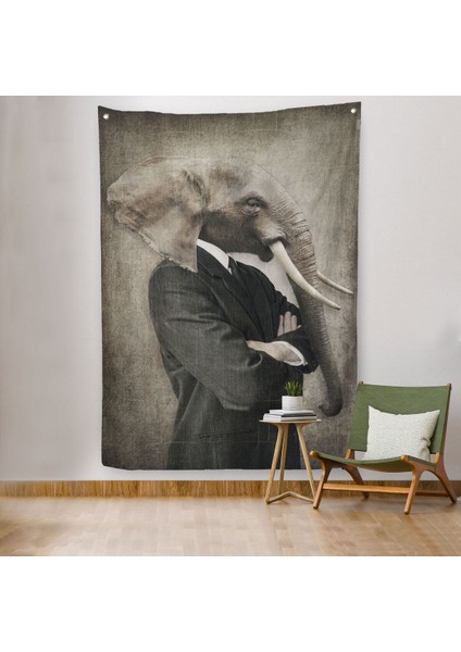 Fil Kafalı Insan Duvar Örtüsü - HALISI-4995