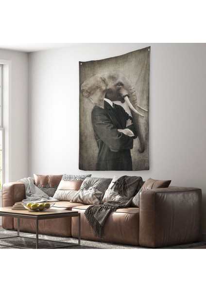Fil Kafalı Insan Duvar Örtüsü - HALISI-4995