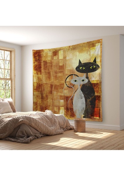 Soyut Kediler Kanvas Duvar ÖRTÜSÜ-HALISI-5886
