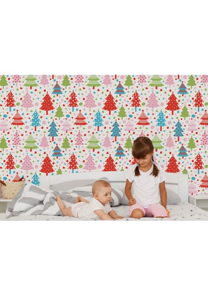 Hg Renkli Ağaçlar Desenli Duvar KAĞIDI-5719