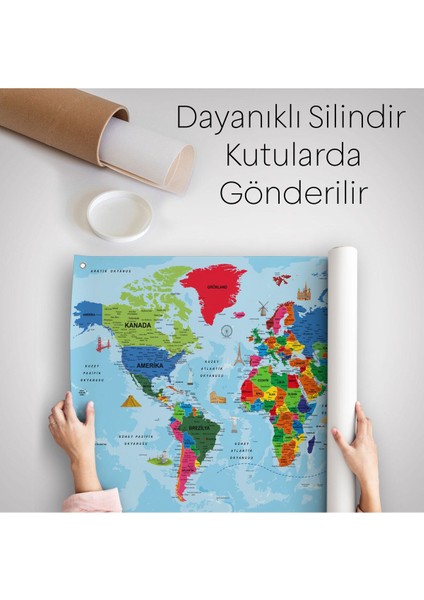 Türkçe Eğitici Ülke ve Başkent Okyanus Detaylı Atlas Dünya Haritası Duvar Örtüsü-Halısı 3866 indirimleri