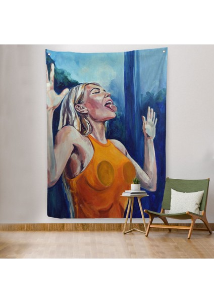 Camı Yalayan Kadın Duvar Örtüsü - HALISI-5130