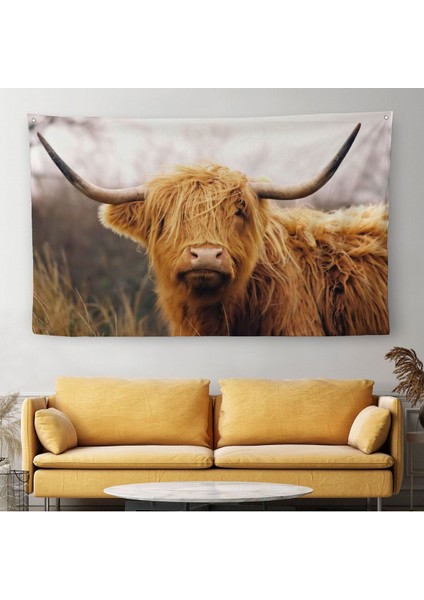 Amerikan Yayla Ineği Kanvas Duvar ÖRTÜSÜ-HALISI-5156