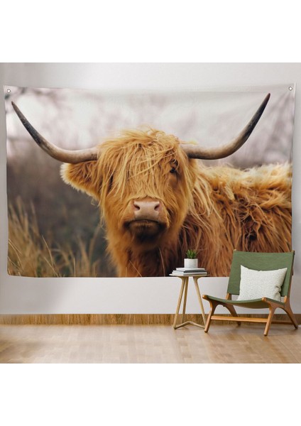 Amerikan Yayla Ineği Kanvas Duvar ÖRTÜSÜ-HALISI-5156