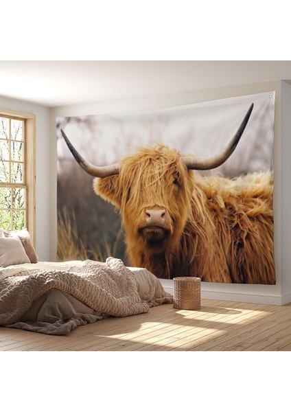 Amerikan Yayla Ineği Kanvas Duvar ÖRTÜSÜ-HALISI-5156