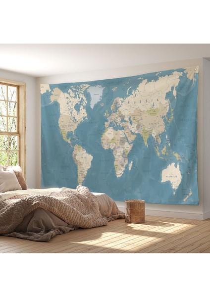 Dünya Haritası Dekoratif Kanvas Duvar Örtüsü-Halısı 1040