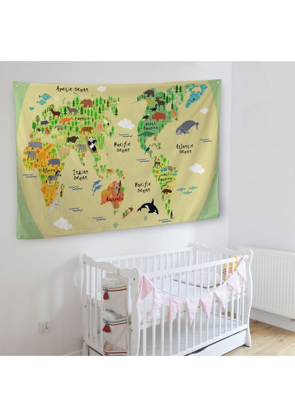 Eğitici Dünya Haritası Dünya Atlası Çocuk ve Bebek Odası Duvar Örtüsü-Halısı 3773 fiyatları