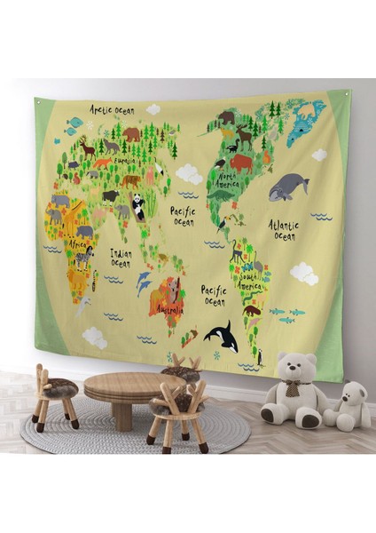 Eğitici Dünya Haritası Dünya Atlası Çocuk ve Bebek Odası Duvar Örtüsü-Halısı 3773 modelleri