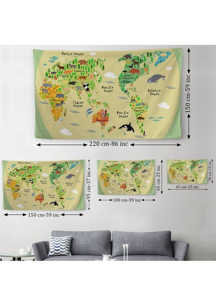 Eğitici Dünya Haritası Dünya Atlası Çocuk ve Bebek Odası Duvar Örtüsü-Halısı 3773 indirimleri