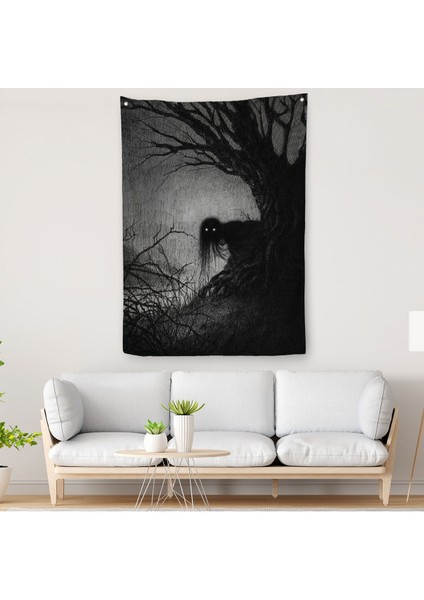 Karanlık Içindeki Korkunç Bir Çift Göz Duvar Örtüsü - HALISI-6288