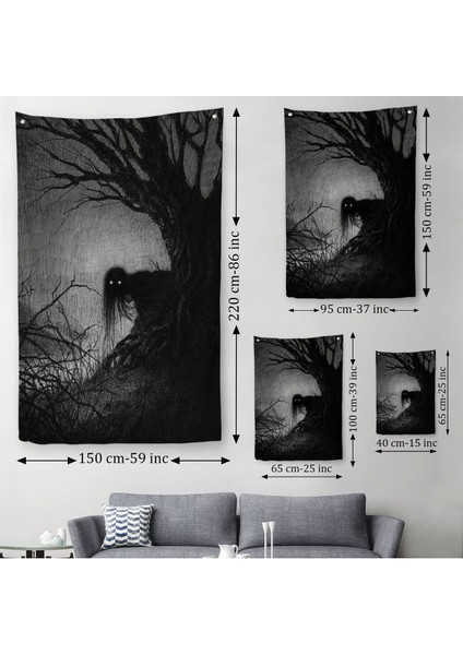 Karanlık Içindeki Korkunç Bir Çift Göz Duvar Örtüsü - HALISI-6288 modelleri