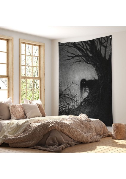 Karanlık Içindeki Korkunç Bir Çift Göz Duvar Örtüsü - HALISI-6288