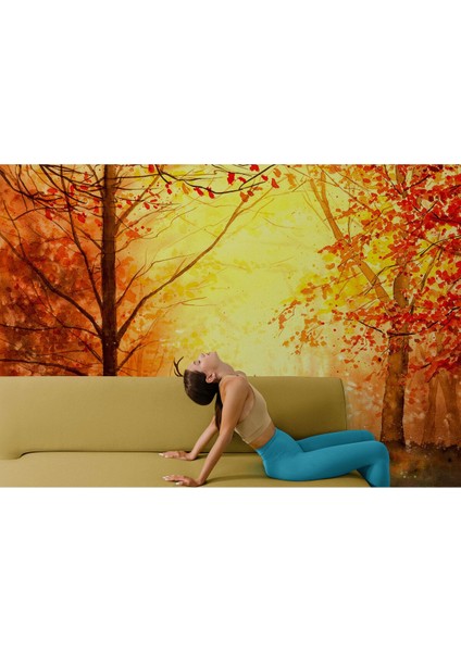 Sonbahar ve Ormandaki Geyikler Yağlıboya Görünüm duvar KAĞIDI-3643