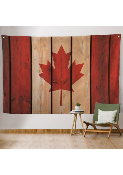 Ahşap Kanada Bayrağı Rustik Kanvas Duvar Örtüsü Halısı Kanada Bayrağı Vintage Ev Ofis Dekoru 5404