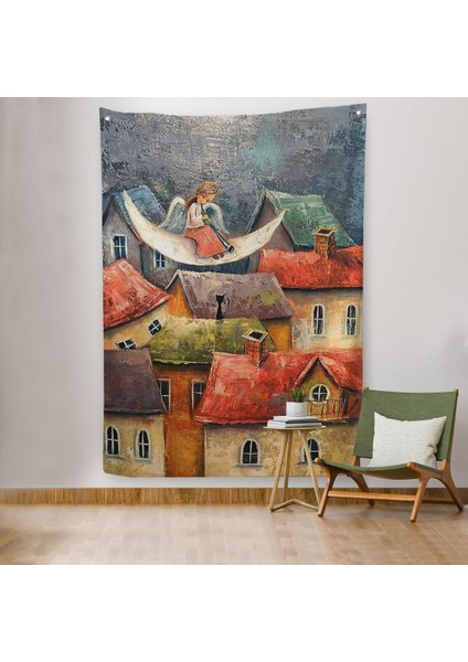 Gecenin Meleği Dekoratif Duvar Örtüsü - HALISI-6244