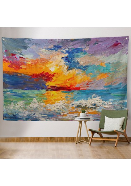 Duvar Örtüsü Gökyüzü Yağlıboya Görünümlü Kaliteli Kanvas Duvar HALISI-4002 fiyatları