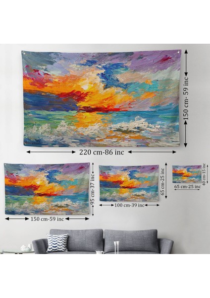 Duvar Örtüsü Gökyüzü Yağlıboya Görünümlü Kaliteli Kanvas Duvar HALISI-4002 fırsatları