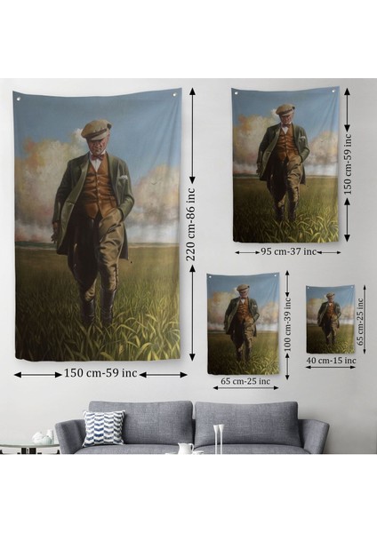 Tarlada Yürüyen Mustafa Kemal Atatürk Duvar Örtüsü - HALISI-6132 modelleri