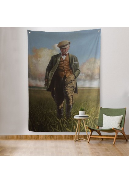 Tarlada Yürüyen Mustafa Kemal Atatürk Duvar Örtüsü - HALISI-6132