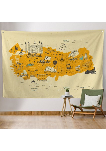 Eğitici ve Öğretici Dekoratif Çocuk Odası Türkiye Haritası Duvar Örtüsü-Halısı 3872