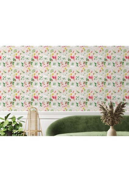 Çiçek ve Yaprak Desenli Tarzı Duvar KAĞIDI-5575