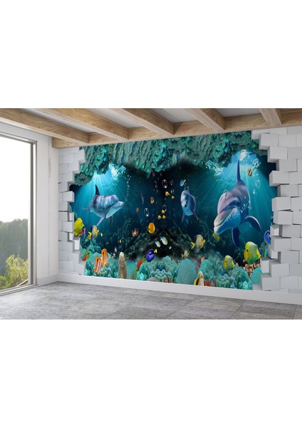 Deniz Altında Sevimli Yunus Balıkları Duvar KAĞIDI-5622 fiyatları