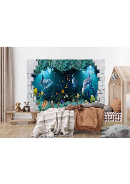 Deniz Altında Sevimli Yunus Balıkları Duvar KAĞIDI-5622 modelleri