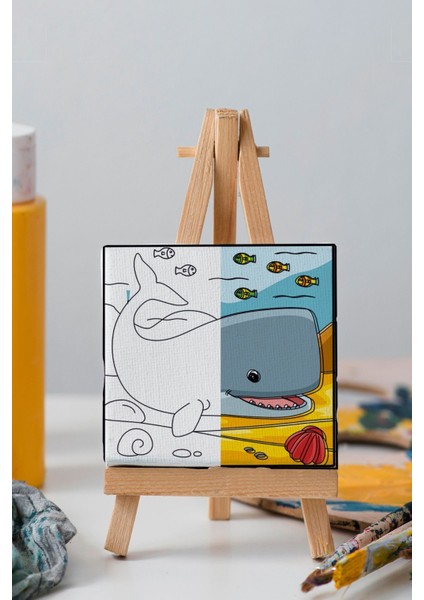 Sevimli Mavi Balina, Çocuk Eğitici Tuval Boyama Hobi SETI-9205 indirimleri