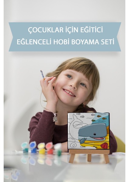 Sevimli Mavi Balina, Çocuk Eğitici Tuval Boyama Hobi SETI-9205