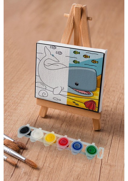 Sevimli Mavi Balina, Çocuk Eğitici Tuval Boyama Hobi SETI-9205