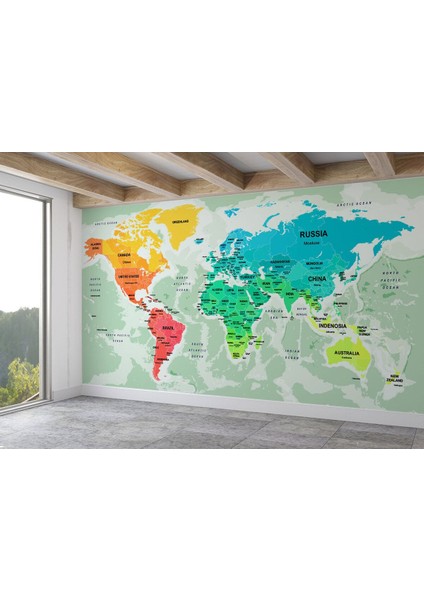 Dünya Haritası Duvar Kağıdı Ülke ve Başkentli İNGILIZCE-2775 fiyatları