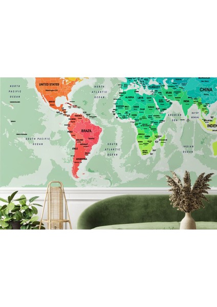 Dünya Haritası Duvar Kağıdı Ülke ve Başkentli İNGILIZCE-2775 modelleri