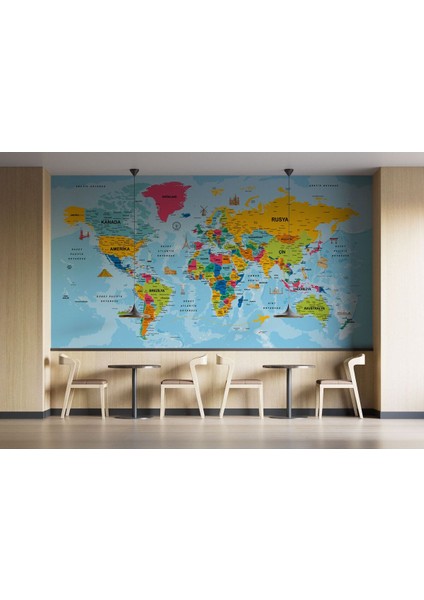 Türkçe Dünya Haritası Duvar Kağıdı Son Derece Detaylı ve DEKORATIF-2022 fırsatları