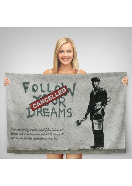 Bansky'nin Hayallerini Takip Et - Iptal Edildi Isimli Eseri Kanvas Duvar ÖRTÜSÜ-HALISI-5009 fiyatları