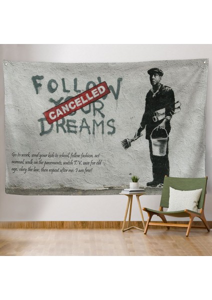 Bansky'nin Hayallerini Takip Et - Iptal Edildi Isimli Eseri Kanvas Duvar ÖRTÜSÜ-HALISI-5009