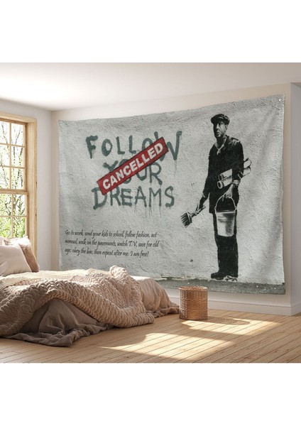 Bansky'nin Hayallerini Takip Et - Iptal Edildi Isimli Eseri Kanvas Duvar ÖRTÜSÜ-HALISI-5009