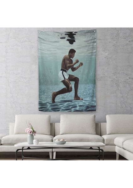 Su Altında Antreman Yapan Boksor Muhammet Ali Duvar Örtüsü - HALISI-6234